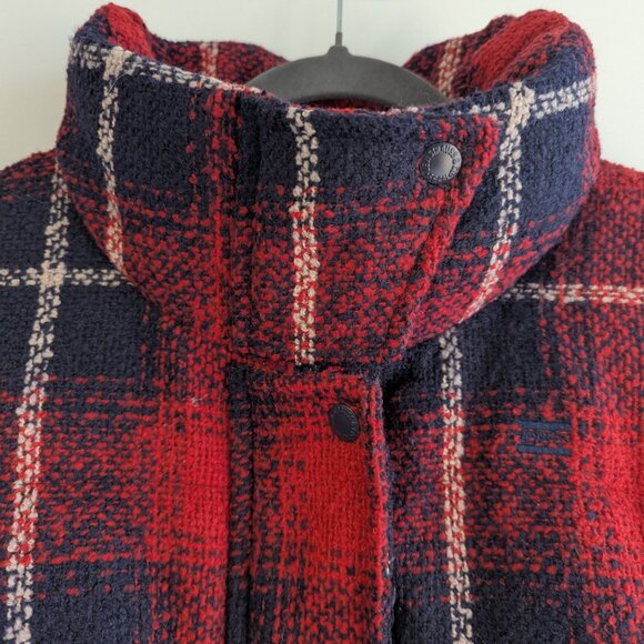 Levi's Stand Collar Wool Puffer Plaid Jacket - Picture 9 of 11